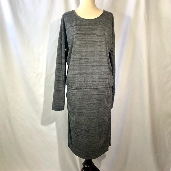 Athleta space dye grey knit jersey dress medium - Picture 1 of 9